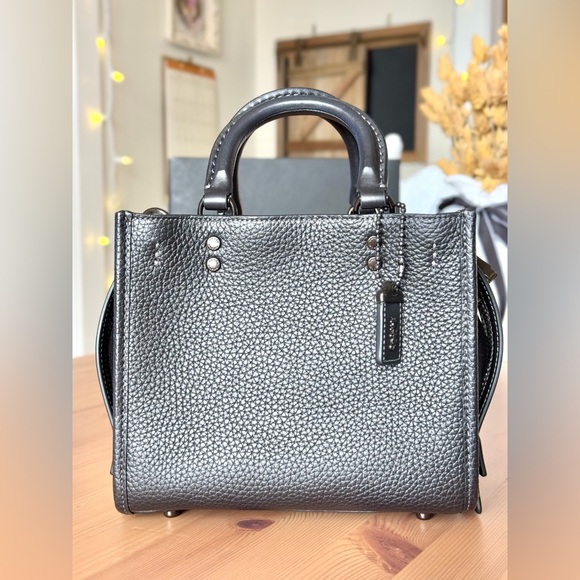 NWT Coach Rogue 20 In Colorblock Regenerative Leather (Pewter/Black) - Picture 2 of 16